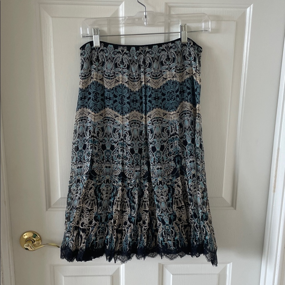 Vintage Elie Tahari Lace A-Line Skirt - Blue, Black and Cream